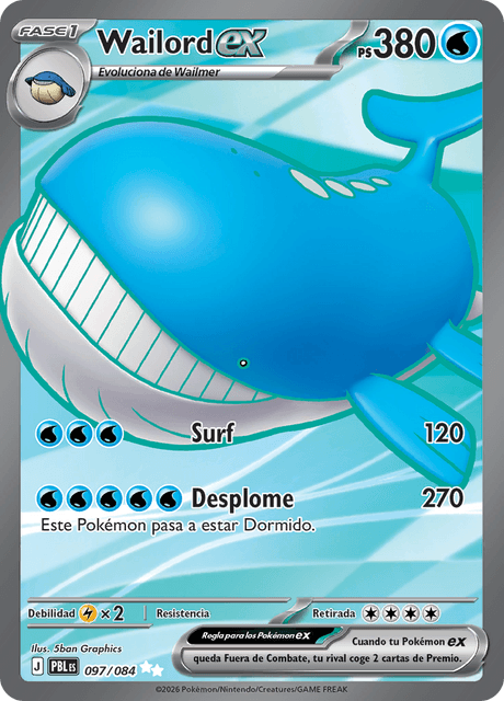 Pokémon - Wailord ex 097/084 PBL (ESP)